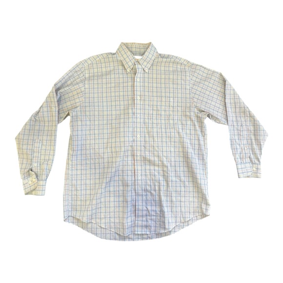 Brooks Brothers Button Down Shirt Long Sleeve Plaid Mens L Orange Blue Yellow - Picture 2 of 5